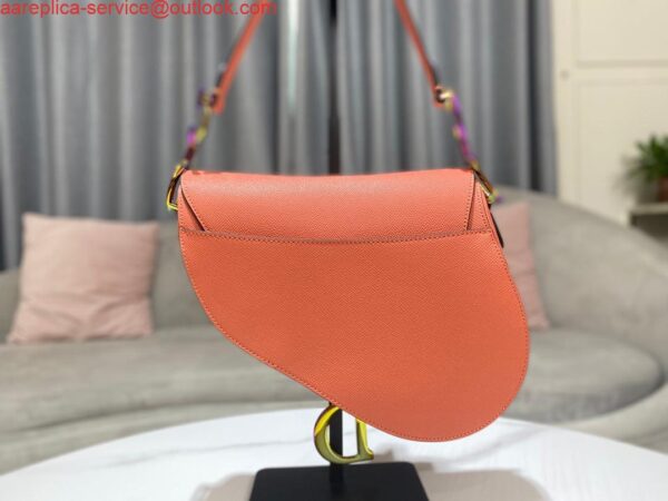 Replica Dior M0446 Dior Saddle Bag Orange Grained Calfskin Purple logo 4