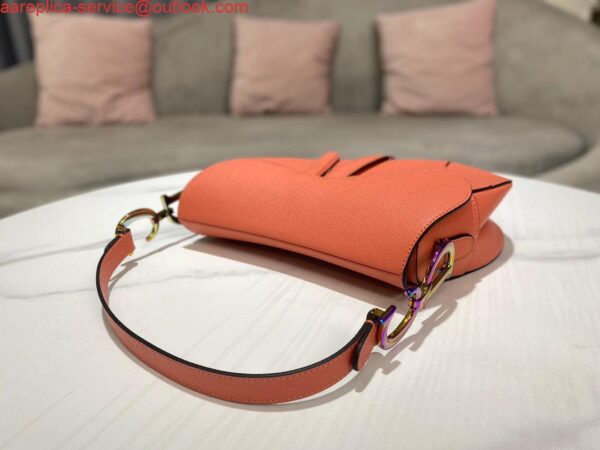 Replica Dior M0446 Dior Saddle Bag Orange Grained Calfskin Purple logo 5