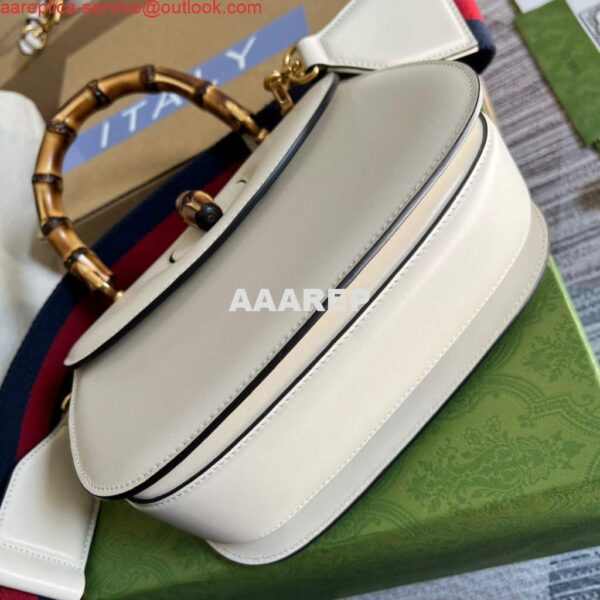 Replica Gucci 675797 Bamboo1947 small top handle bag White 8