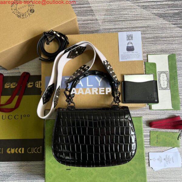 Replica Gucci 675797 Gucci Bamboo 1947 small top handle bag Black 3