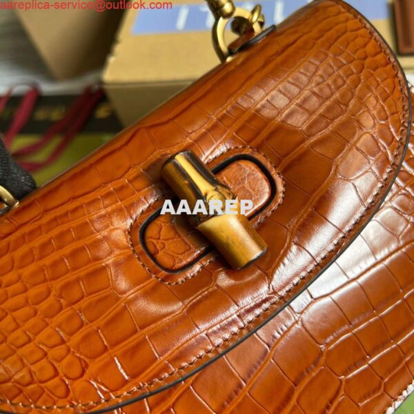 Replica Gucci 675797 Gucci Bamboo 1947 small top handle bag Brown 7