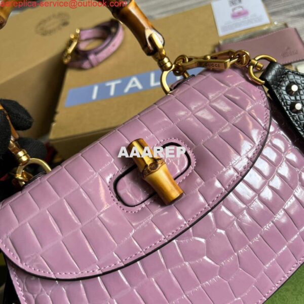 Replica Gucci 675797 Gucci Bamboo 1947 small top handle bag Pink 7