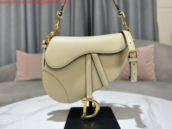 Replica Dior M0455 Saddle Bag With Strap Apricot Grained Calfskin 3