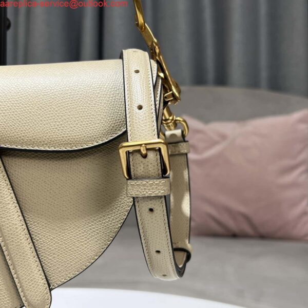 Replica Dior M0455 Saddle Bag With Strap Apricot Grained Calfskin 4