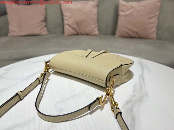 Replica Dior M0455 Saddle Bag With Strap Apricot Grained Calfskin 7