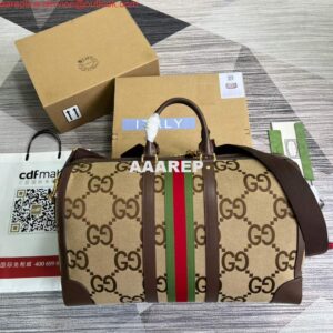 Replica Gucci 696039 Jumbo GG Large Duffle Bag Brown