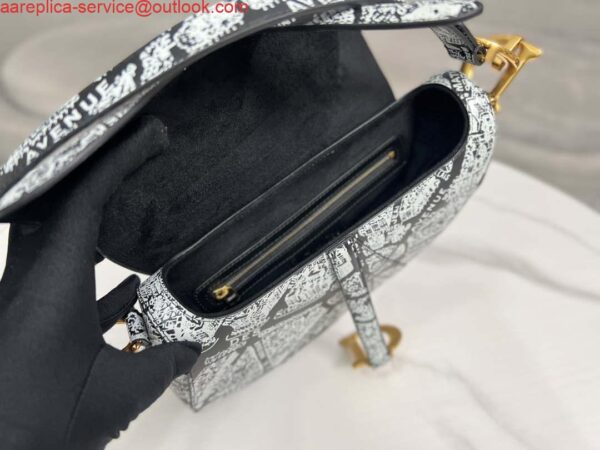 Replica Dior M0455 Saddle Bag With Strap Black and White Ultramatte Calfskin 9