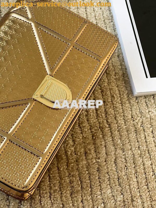 Replica Dior Diorama Pouch In Metallic Gold Calfskin S0328 7