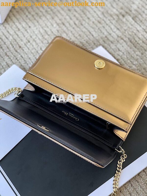 Replica Dior Diorama Pouch In Metallic Gold Calfskin S0328 9