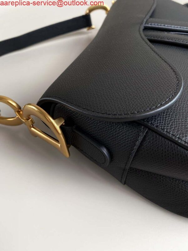 Replica Dior M0455 Saddle Bag With Strap Black Grained Calfskin 5