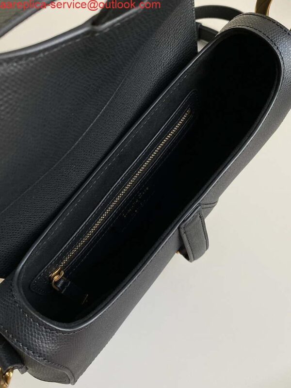 Replica Dior M0455 Saddle Bag With Strap Black Grained Calfskin 6