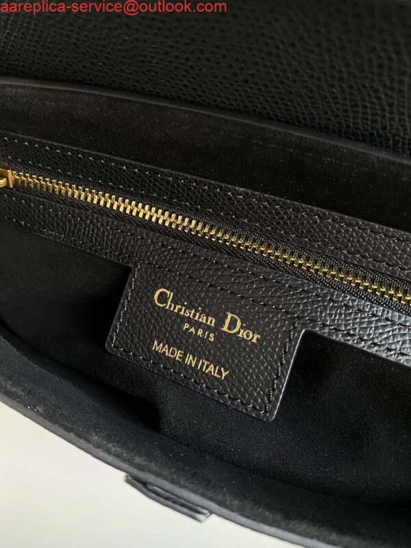 Replica Dior M0455 Saddle Bag With Strap Black Grained Calfskin 7