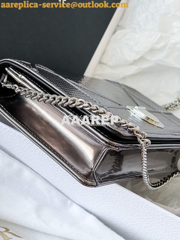 Replica Dior Diorama Pouch In Metallic Onyx Calfskin S0328 9