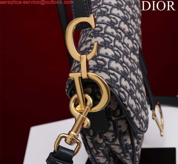 Replica Dior M0455 Saddle Bag With Strap Blue Dior Oblique Jacquard 9