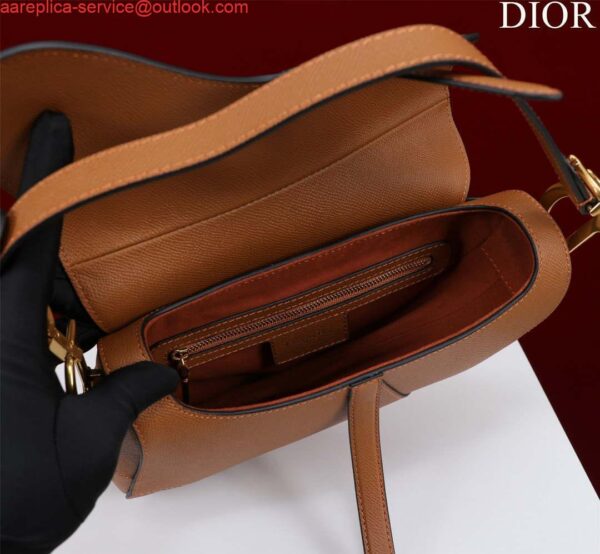 Replica Dior M0455 Saddle Bag With Strap Brown Grained Calfskin 6