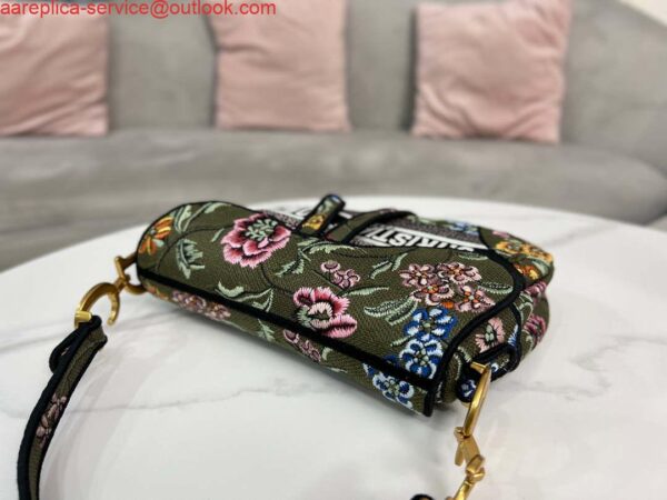 Replica Dior M0455 Saddle Bag With Strap Green Cross-Stitch Embroidery 5