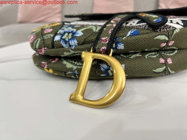 Replica Dior M0455 Saddle Bag With Strap Green Cross-Stitch Embroidery 7