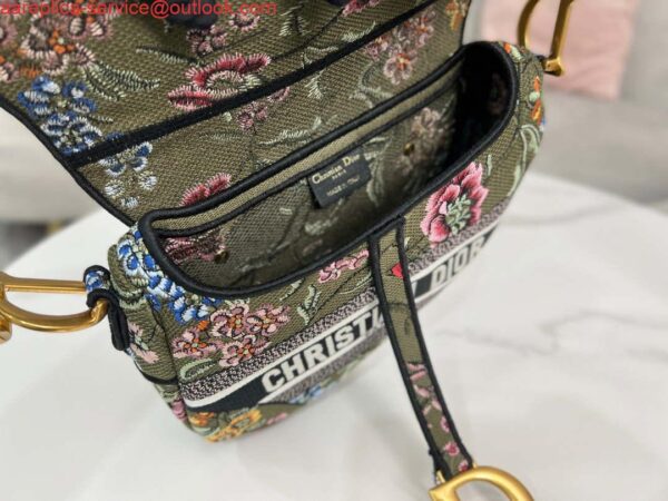 Replica Dior M0455 Saddle Bag With Strap Green Cross-Stitch Embroidery 9