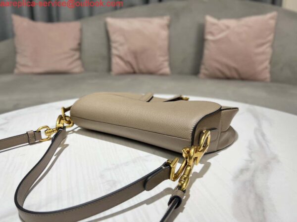 Replica Dior M0455 Saddle Bag With Strap Light Gray Grained Calfskin 6