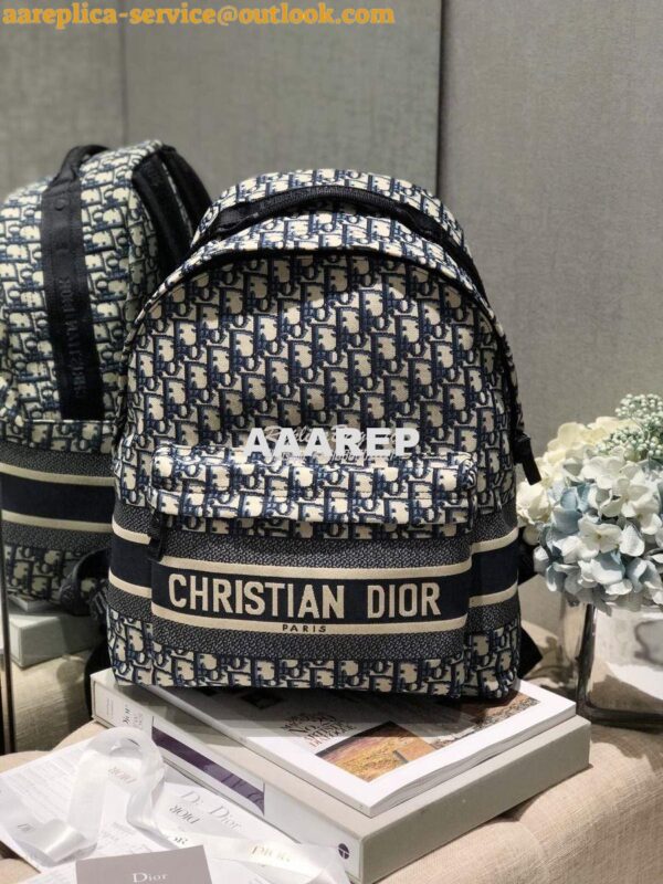 Replica Dior Diortravel Blue Oblique Technical Canvas Backpack 3