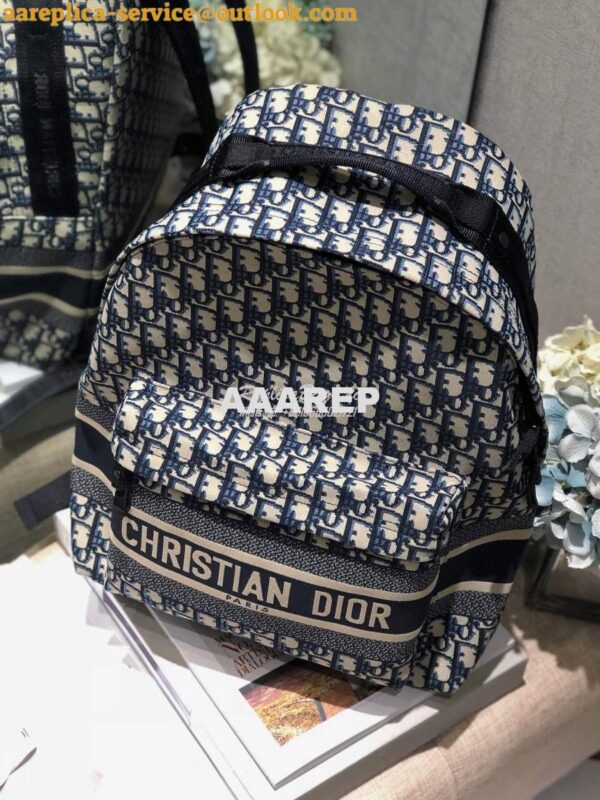 Replica Dior Diortravel Blue Oblique Technical Canvas Backpack 5