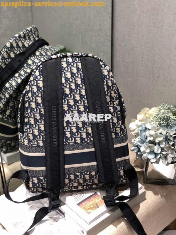 Replica Dior Diortravel Blue Oblique Technical Canvas Backpack 7