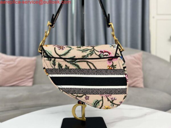 Replica Dior M0455 Saddle Bag With Strap Pink Cross-Stitch Embroidery 4