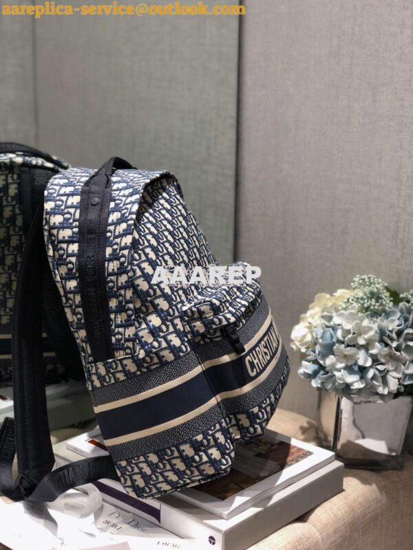 Replica Dior Diortravel Blue Oblique Technical Canvas Backpack 8