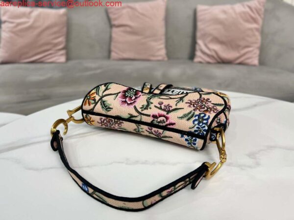 Replica Dior M0455 Saddle Bag With Strap Pink Cross-Stitch Embroidery 6