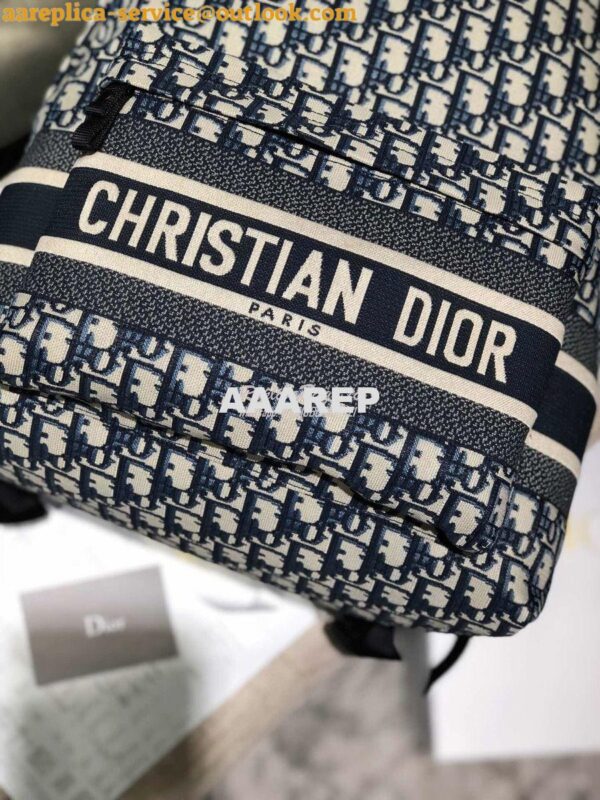 Replica Dior Diortravel Blue Oblique Technical Canvas Backpack 11