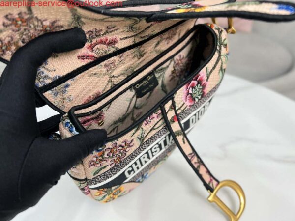 Replica Dior M0455 Saddle Bag With Strap Pink Cross-Stitch Embroidery 9