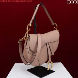 Replica Dior M0455 Saddle Bag With Strap Pink Grained Calfskin