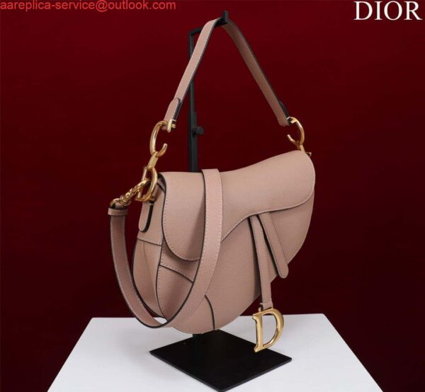 Replica Dior M0455 Saddle Bag With Strap Pink Grained Calfskin 3