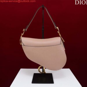 Replica Dior M0455 Saddle Bag With Strap Pink Grained Calfskin 2