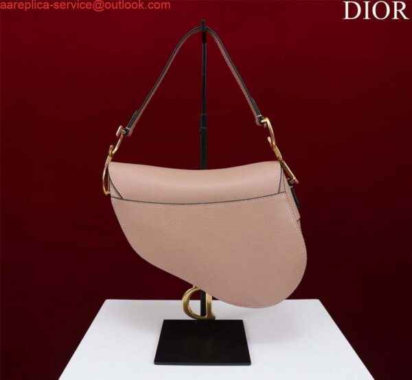 Replica Dior M0455 Saddle Bag With Strap Pink Grained Calfskin 4