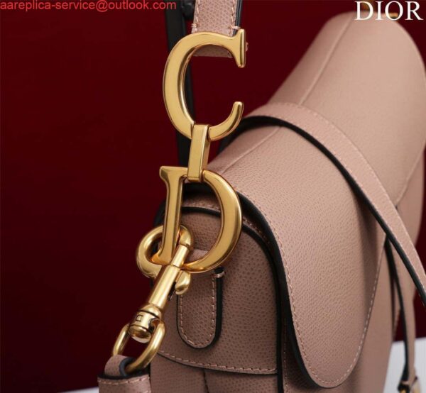 Replica Dior M0455 Saddle Bag With Strap Pink Grained Calfskin 7