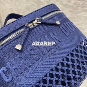 Replica Dior DiorTravel Vanity Case Bag S5480 Blue Mesh Embroidery 2