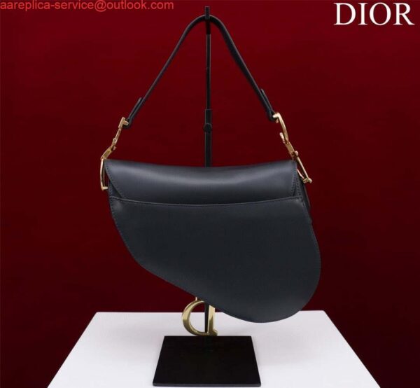 Replica Dior M0455 Saddle Bag With Strap Ultramatte Calfskin Black Gold 4