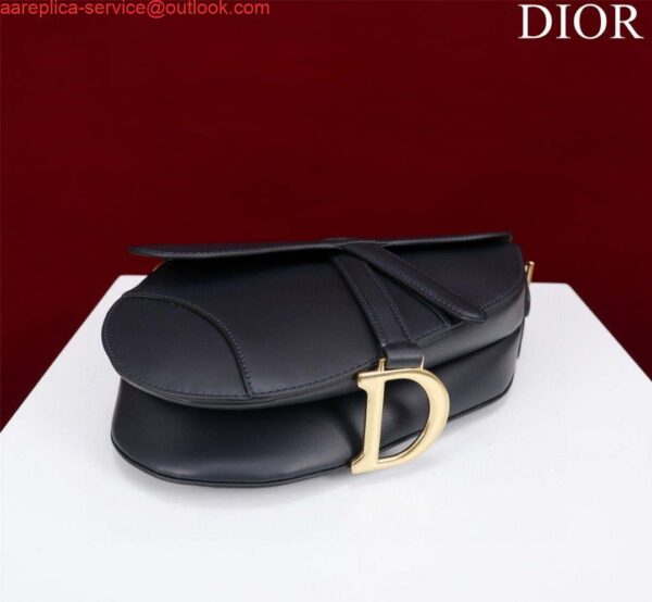 Replica Dior M0455 Saddle Bag With Strap Ultramatte Calfskin Black Gold 6