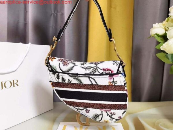 Replica Dior M0455 Saddle Bag With Strap White Cross-Stitch Embroidery 3