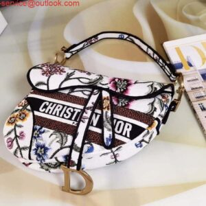 Replica Dior M0455 Saddle Bag With Strap White Cross-Stitch Embroidery 2