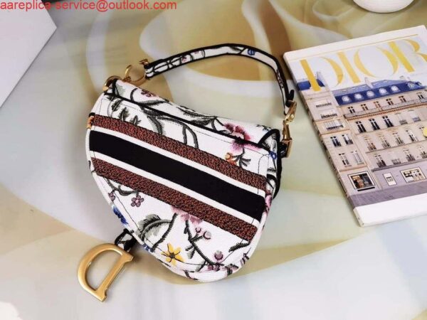 Replica Dior M0455 Saddle Bag With Strap White Cross-Stitch Embroidery 5