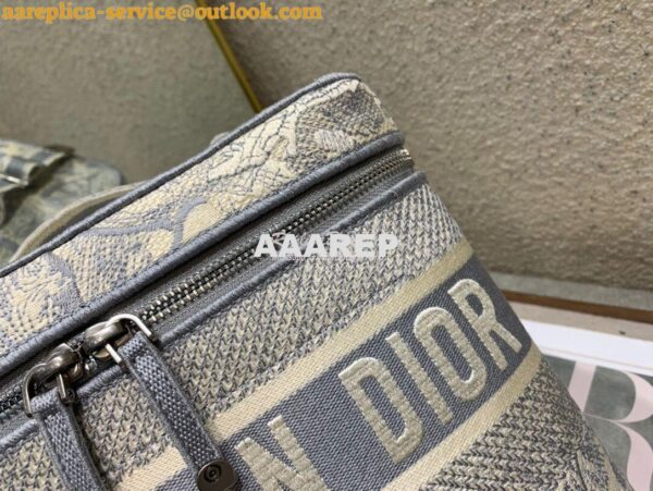 Replica Dior DiorTravel Vanity Case Bag S5480 Gray Toile de Jouy Embro 7