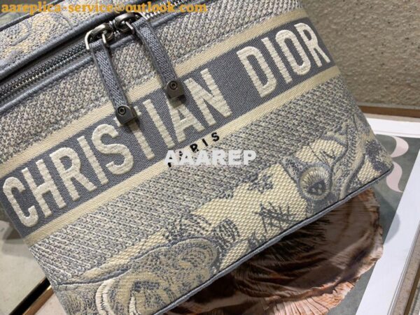 Replica Dior DiorTravel Vanity Case Bag S5480 Gray Toile de Jouy Embro 8