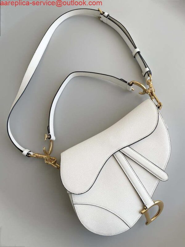 Replica Dior M0455 Saddle Bag With Strap White Grained Calfskin 3