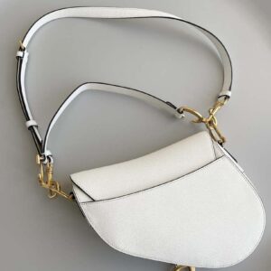 Replica Dior M0455 Saddle Bag With Strap White Grained Calfskin 2