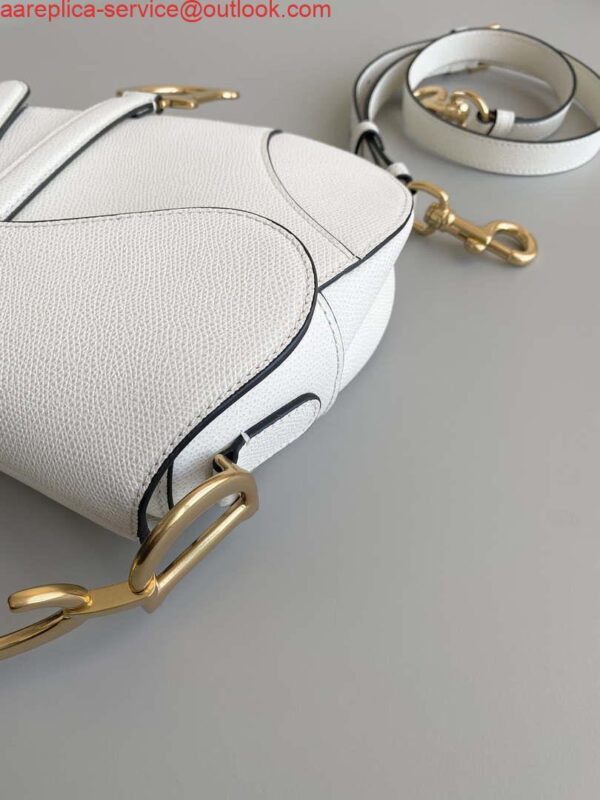 Replica Dior M0455 Saddle Bag With Strap White Grained Calfskin 5