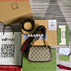 Replica Gucci ‎698643 Blondie mini bag in GG brown leather