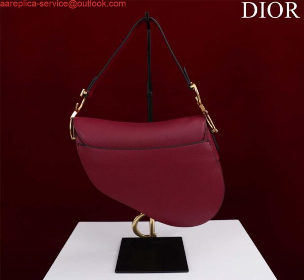 Replica Dior M0455 Saddle Bag With Strap Wine Red Grained Calfskin 4