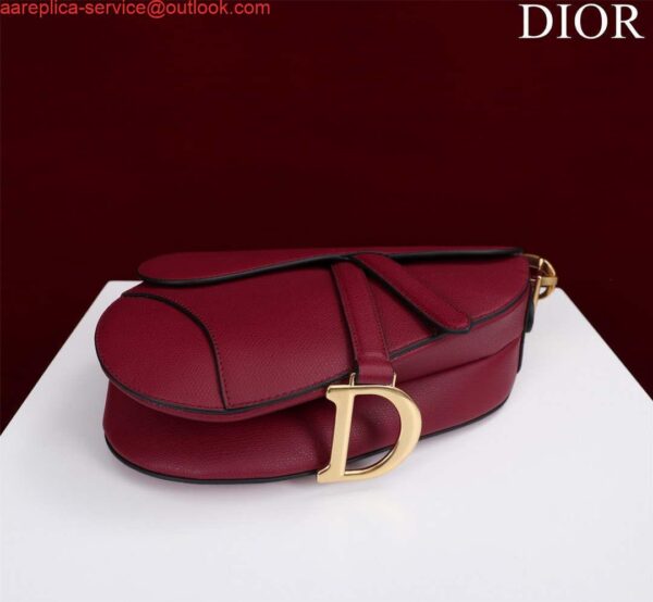 Replica Dior M0455 Saddle Bag With Strap Wine Red Grained Calfskin 5